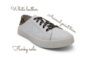 Valentina white & animal sneakers