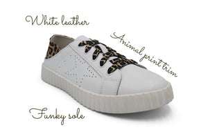 Valentina white & animal sneakers