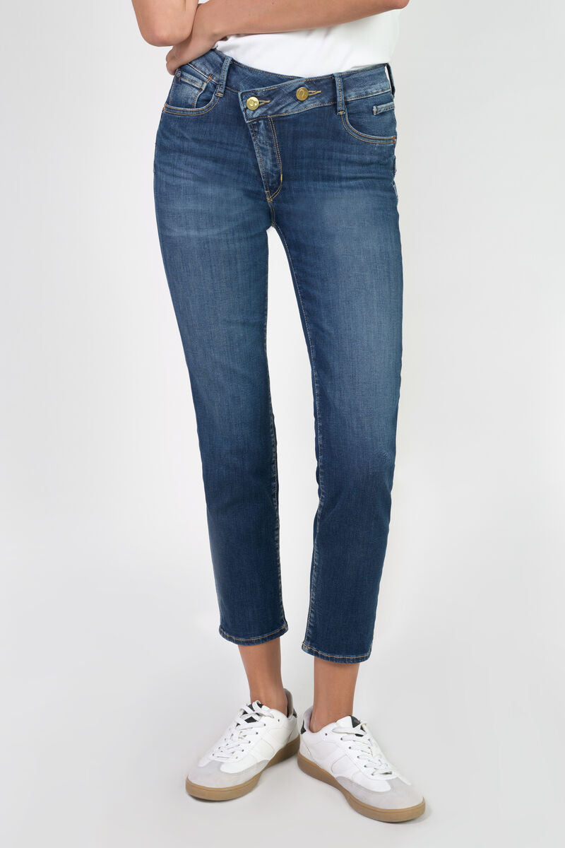Le Temps asymmetrical button ankle jeans