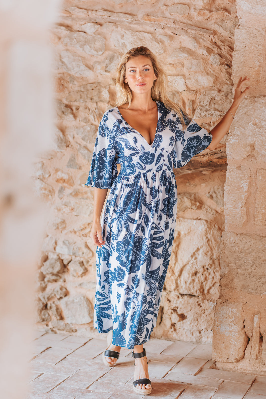 Isla Bonita blue floral dress