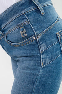 Le Temps double button blue ankle jeans