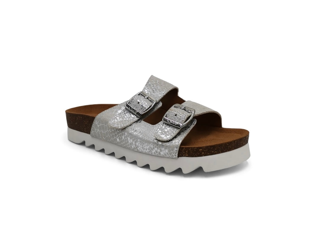 Silver leather sandals