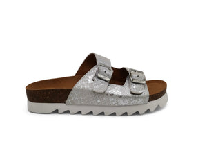 Silver leather sandals