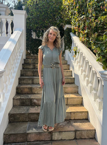 Imported green satin dress