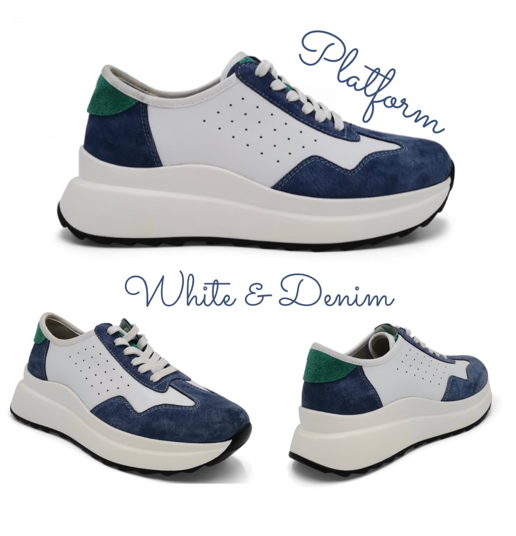 White & Denim platform sneakers