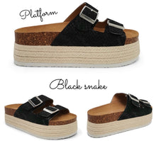 Load image into Gallery viewer, Black platform sandals
