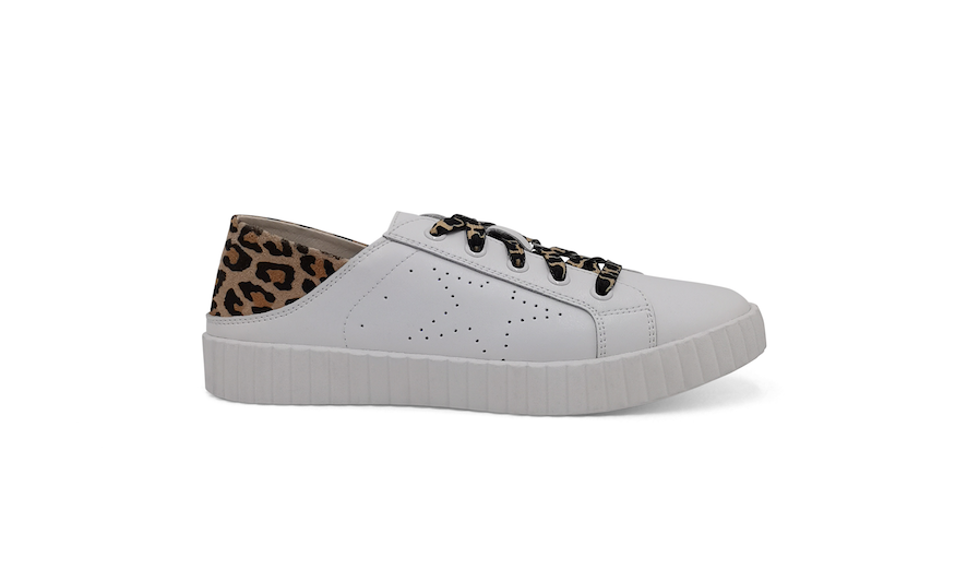 Valentina white & animal sneakers