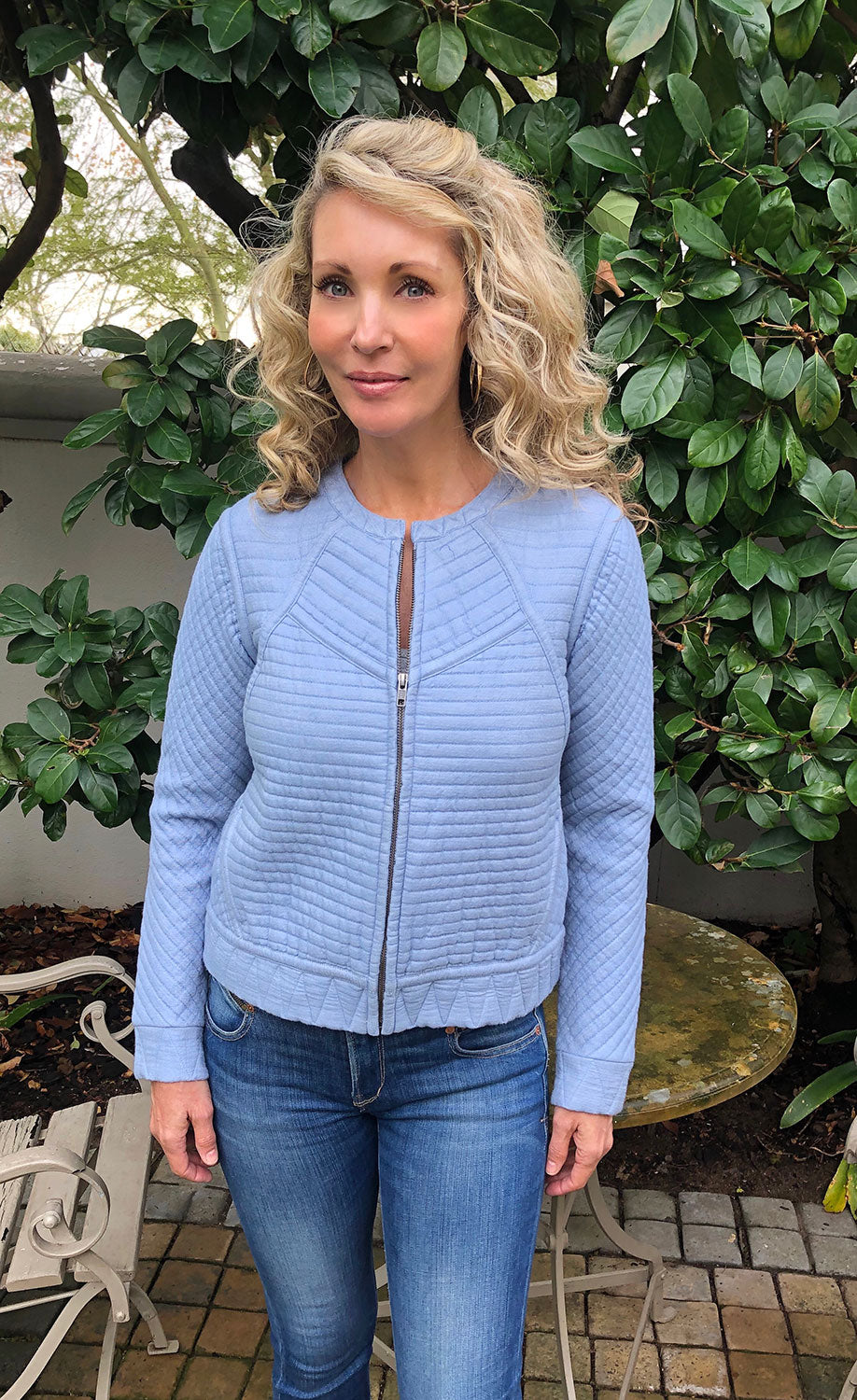 Yaya blue upholstered soft denim jacket