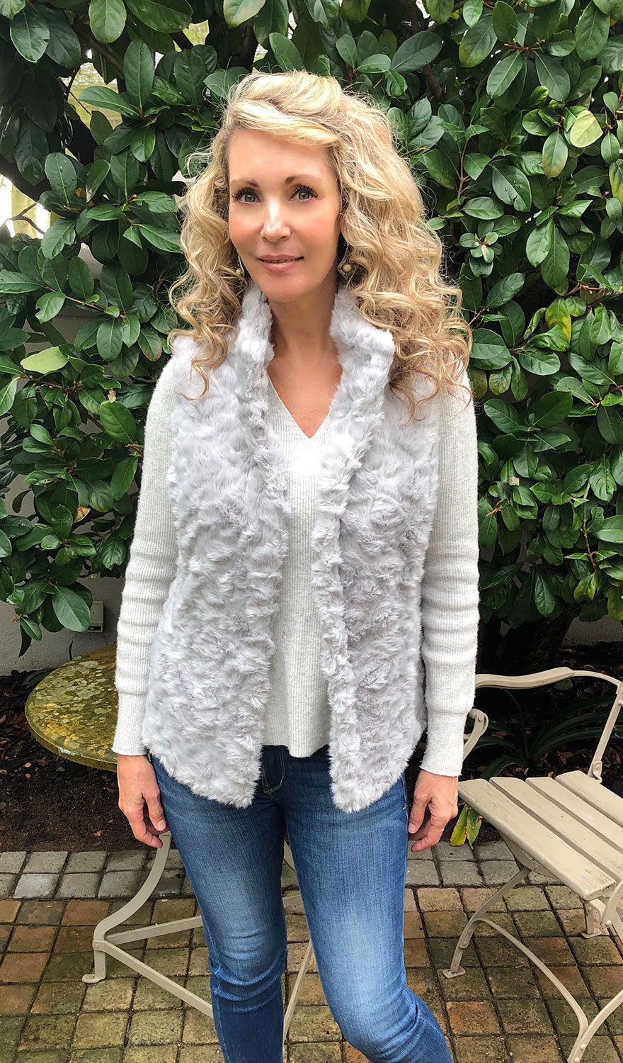 Yarra Trail grey sleeveless fur gilet